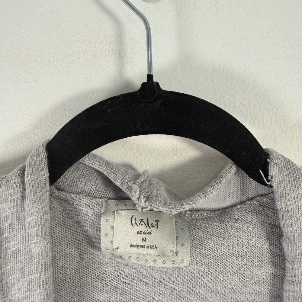 Chalet et Ceci Cotton Knit Vest Gray Lagenlook Slub Longline Open Front Womens M - Picture 4 of 10